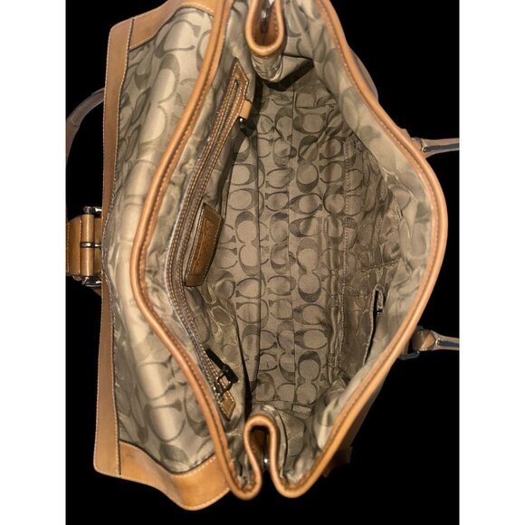 VTG Coach Soho Hampton Buckle Flap Satchel 9550 Tan Leather Nickel Y2K Bag - Picture 7 of 8
